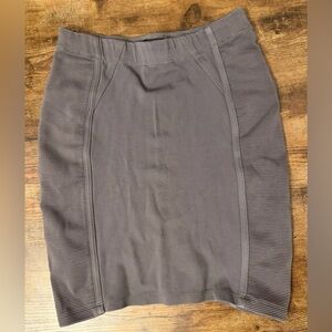 BCBGMaxAzria Slate Gray Ribbed-Panel Pencil Skirt